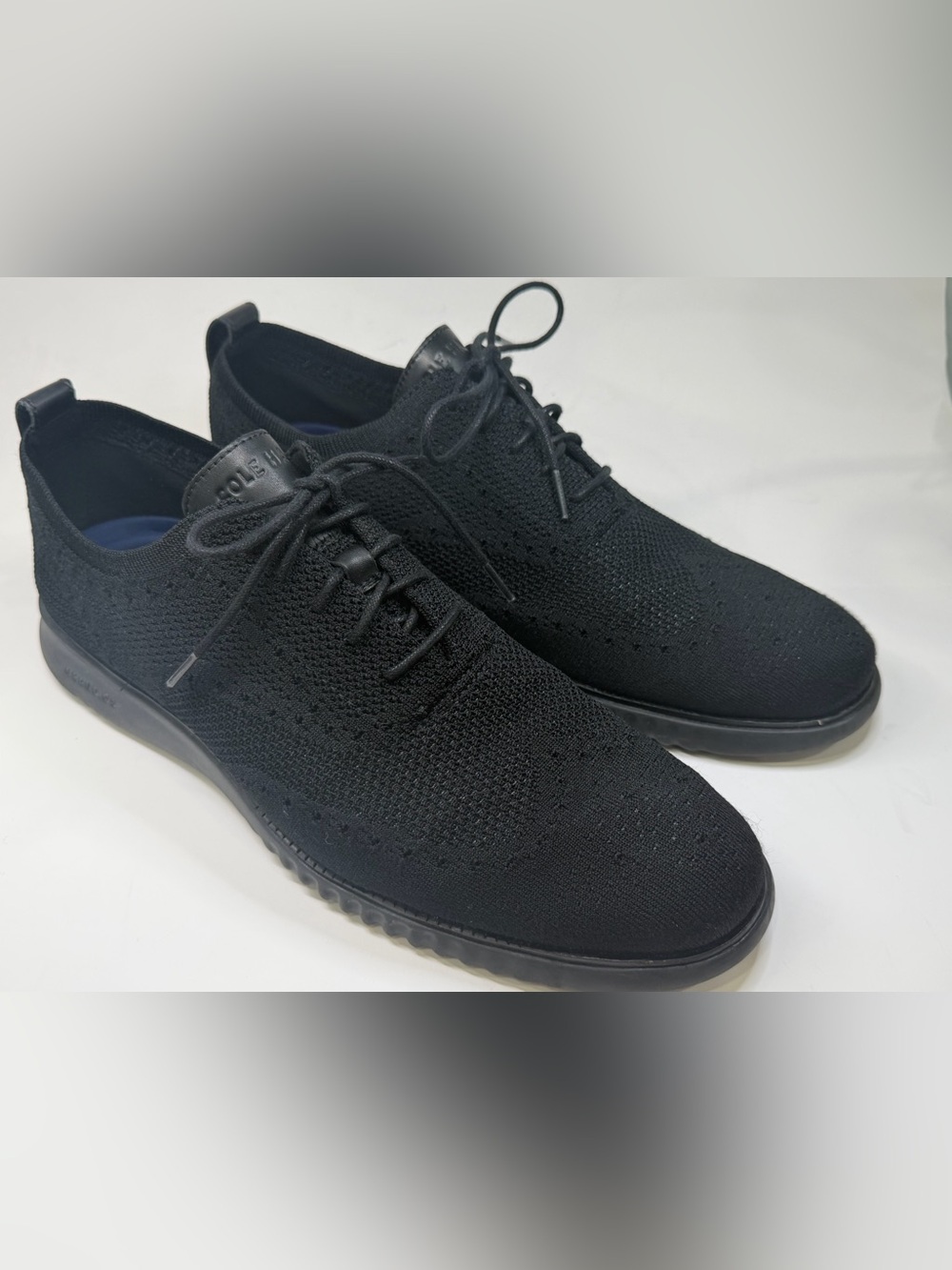 Cole Haan Men’s Black Knit Lace Up Sneakers Comfort Casual Shoes